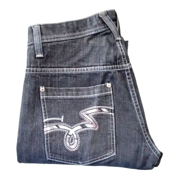 5ive Jungle & Co. Denim Jeans Men Size 32 Black Embroidered Back Pockets - Picture 4 of 13